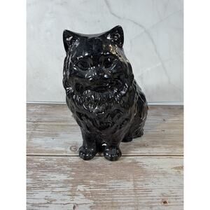 Vintage Shafford Japan Black Persian Cat Figurine MCM 6” Tall